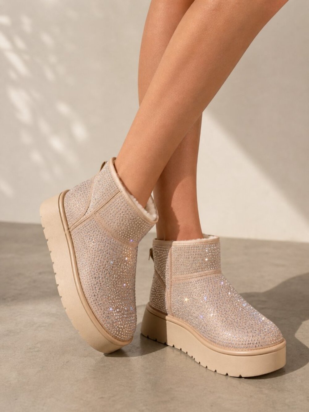 Women’s Rhinestone Platform Ankle Boots, 8